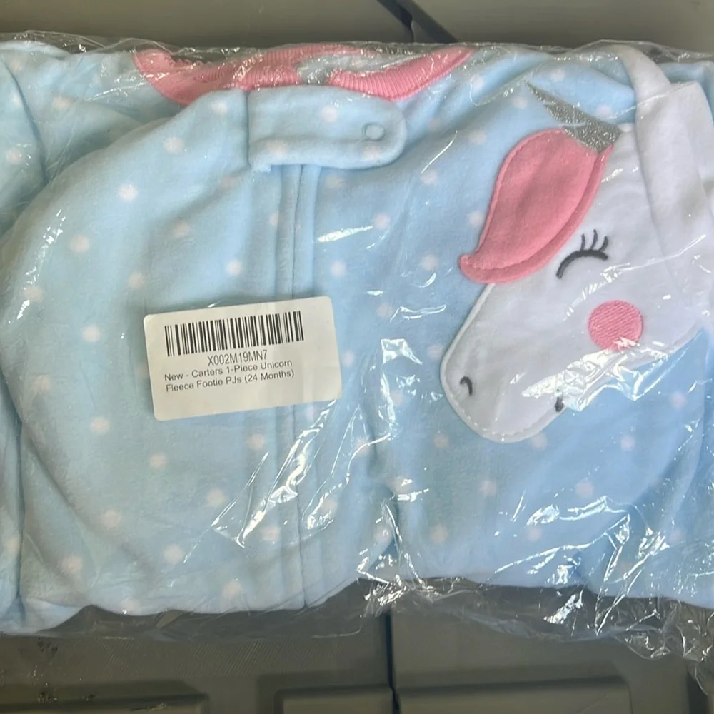 Carter's 1 Piece Fleece Unicorn Pajama PJs‎ Toddler Girl Sleeper Footie Size 24M
